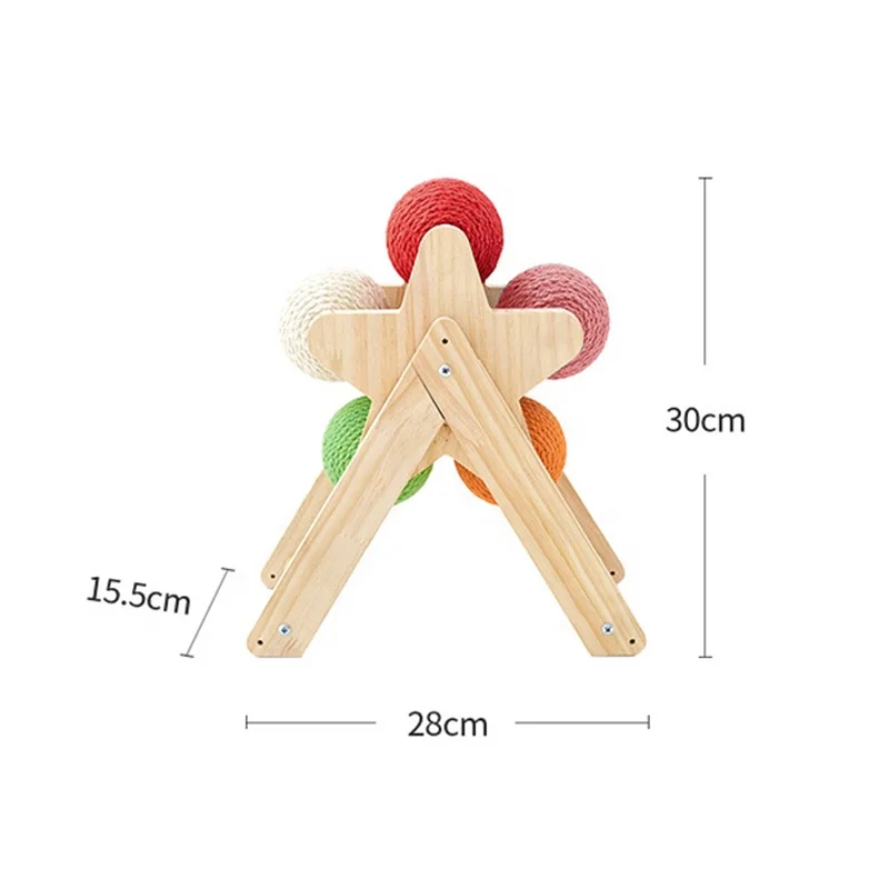 New wooden interesting five color wind fire wheel cat paw grinding pet supplies furniture for ornaments in Cat cage