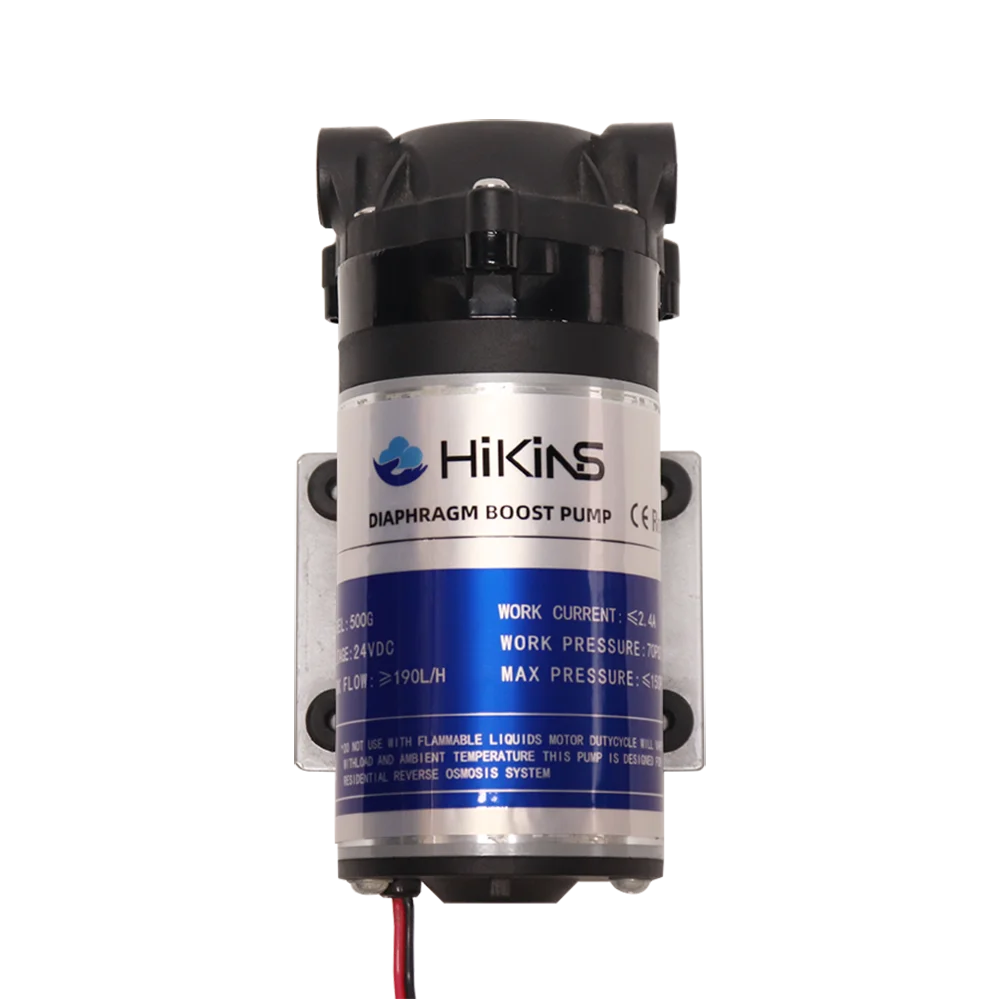 Hikins 500GPD 24VDC 3-Chamber Regular-Size 220LPH Reverse Osmosis RO Diraphragm Boost Pump For Water Purifier