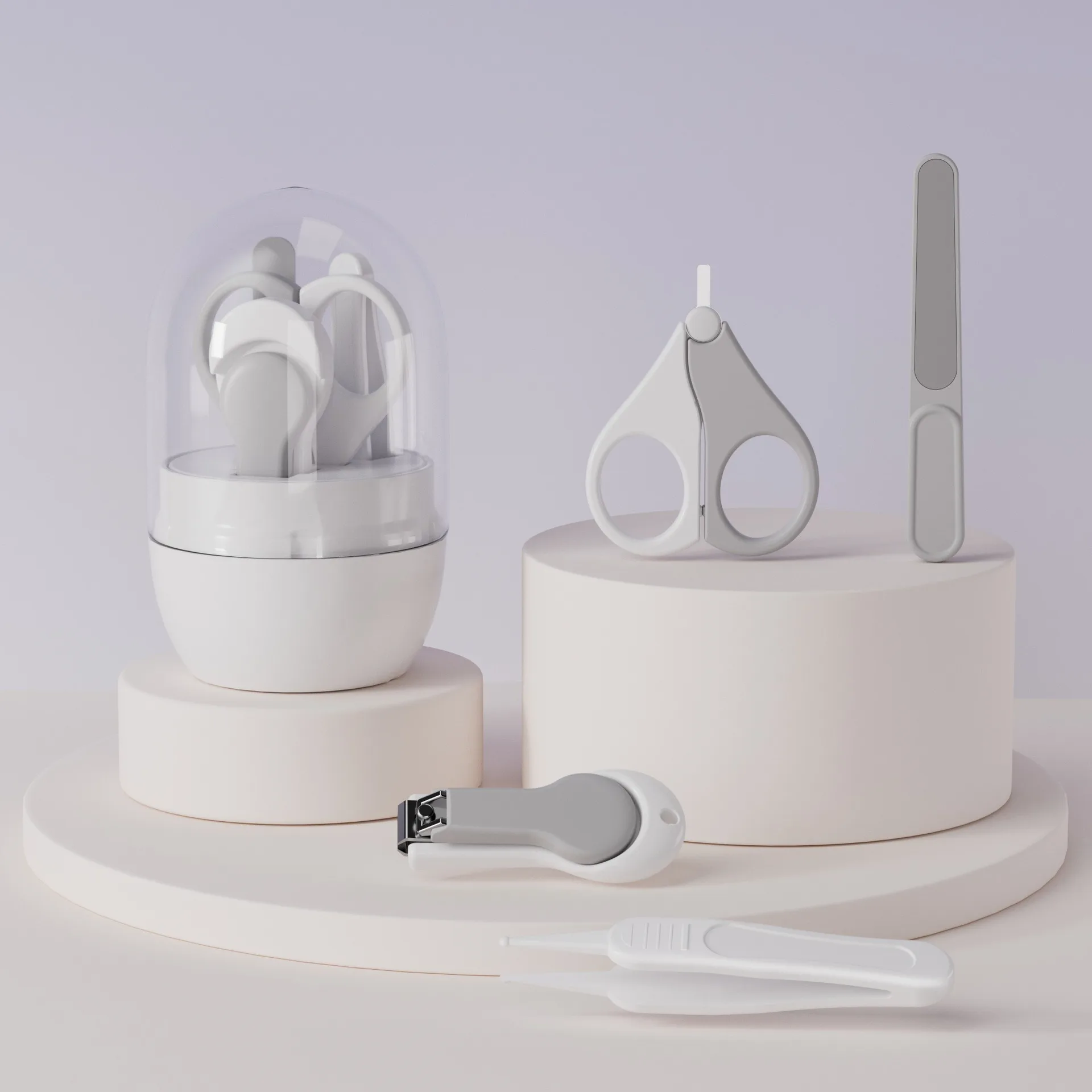 Hot Sale Stainless Steel Abs Baby Nail Trimmer Cute Nail Grooming Kit 4pcs Newborn Nail Clipper Set