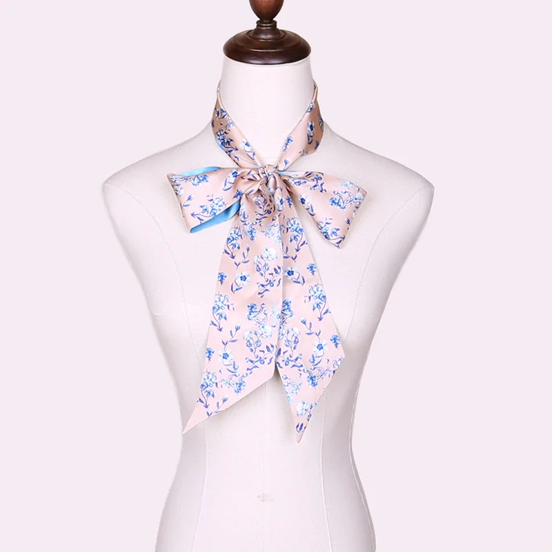 Wholesale Screen Flowers Printing Real Scarves Shawls Chinese 100% Pure Silk Hair Scarf Women Custom Printing
