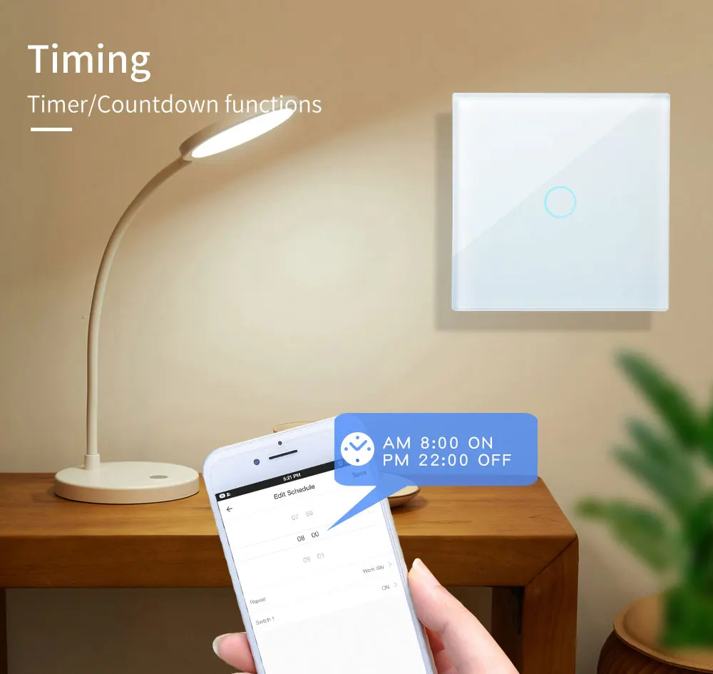 Bingelec Home Automation Europe 1 Gang Wifi Remote Control Wall Touch Light Zigbee Tuya Smart Switch