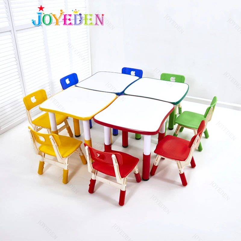 Набор детских пластиковых стульев и столов с регулируемой высотой для дошкольного класса