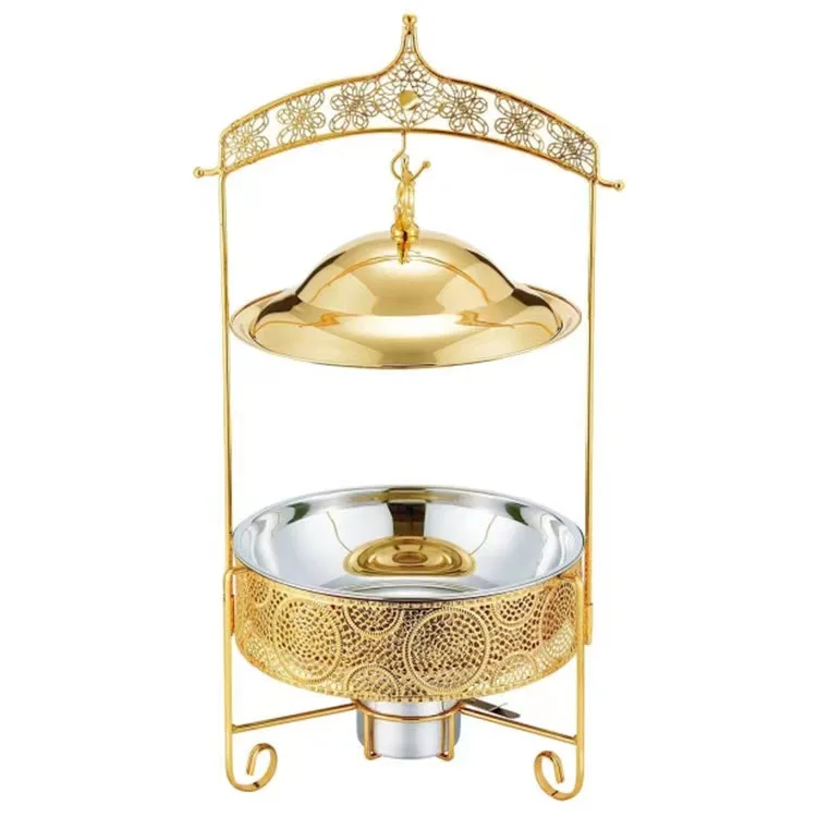 Stainless steel golden alcohol stove hot pot hanging cover hotel restaurant buffet stove insulation heating container