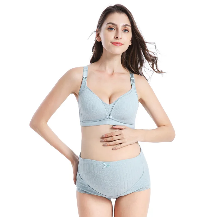 Pregnant women sexy lace underwear maternity bra and briefs set soft cotton nursing bra sets