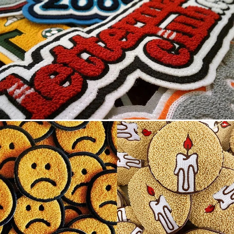 Cheap Customized Felt Backing Varsity Letters Chenille Christmas Embroidery Patches for Kids Clothes