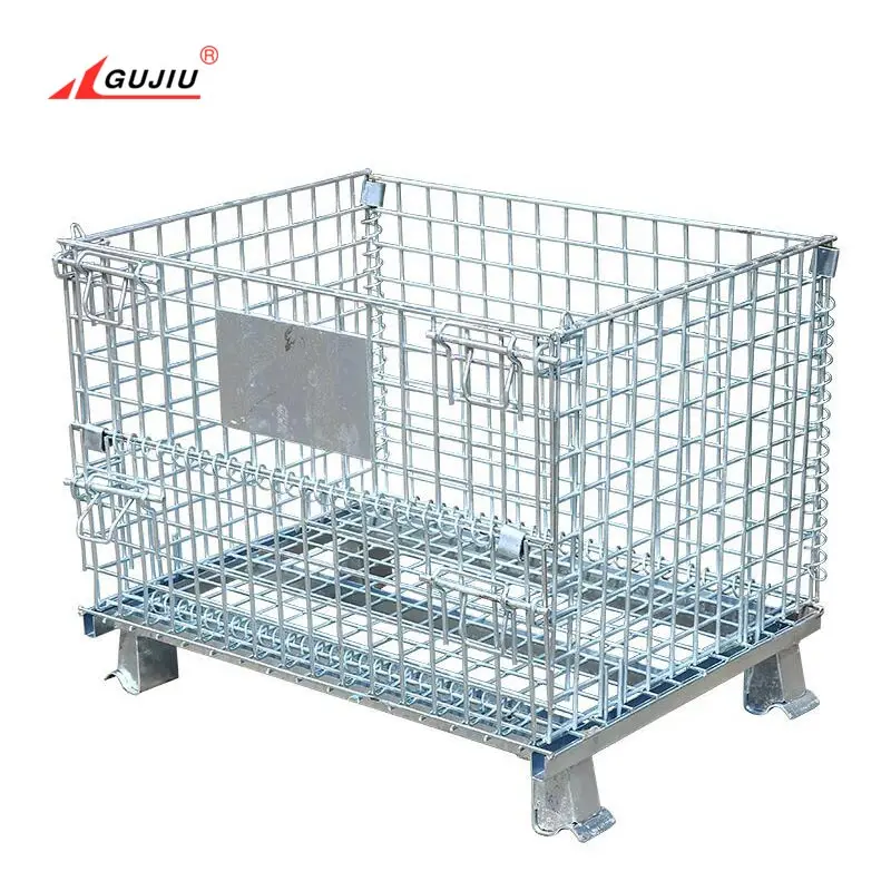PET Preform Cap Flexible Storage Warehouse Powder Coating Hypacage Stackable Mesh Galvanized Steel Metal Wire Mesh Pallet Cage