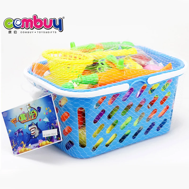 Magnetic inflatable pools basket set 48 pcs play fishing toys 2 player fish games