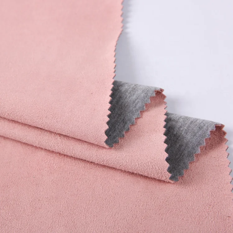 brush polyester microfiber bonding suede textured knit fabric custom