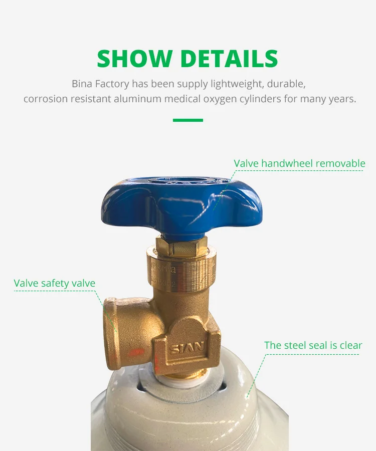 Bina Supply Seamless Steel 50L Medical Refill Oxygen Cylinder