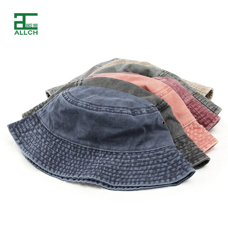 ALLCH Wholesale Washed Bucket Hats Fisherman Custom Design Logo Bucket Hat For Woman And Mens