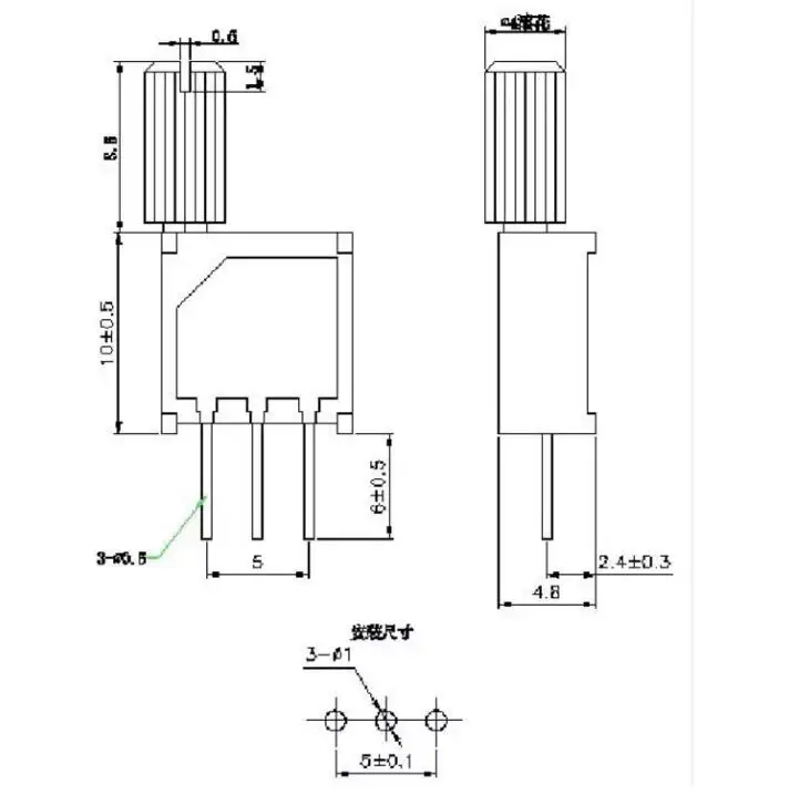 3296W 10K ohm multi-turn pcb potentiometer with 8mm shaft
