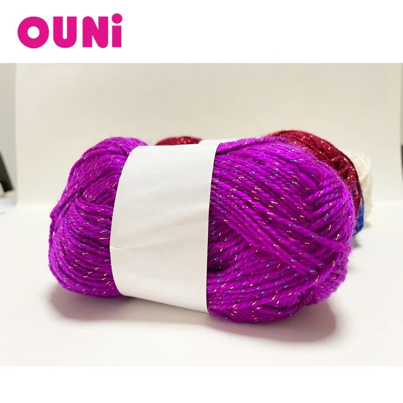 Popular In USA Glittery 100% Acrylic Blended Yarn  Lurex for hand knitting  Shinny Big Yarn  For