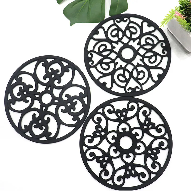 Custom 3 Pcs Set Tischset Round Trivet Drying Heat Resistant Table Pad Silicone Placemat Silicon Mat