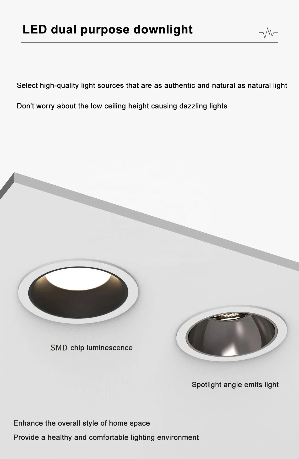 Newly designed Aluminum LED Dual Purpose downlights COB Spotlights 2.5-inch COB spotlights Adjustable LED embedded downlights