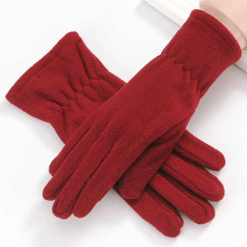 OEM fleece gloves with customer embroidery logo warm winter gloves for gift or snow park