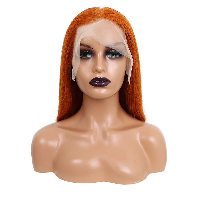 Прямой парик из натуральных волос с сетчатой фронтальной линией #350 13x4 прямые прозрачные фронтальные парики для черной женщины