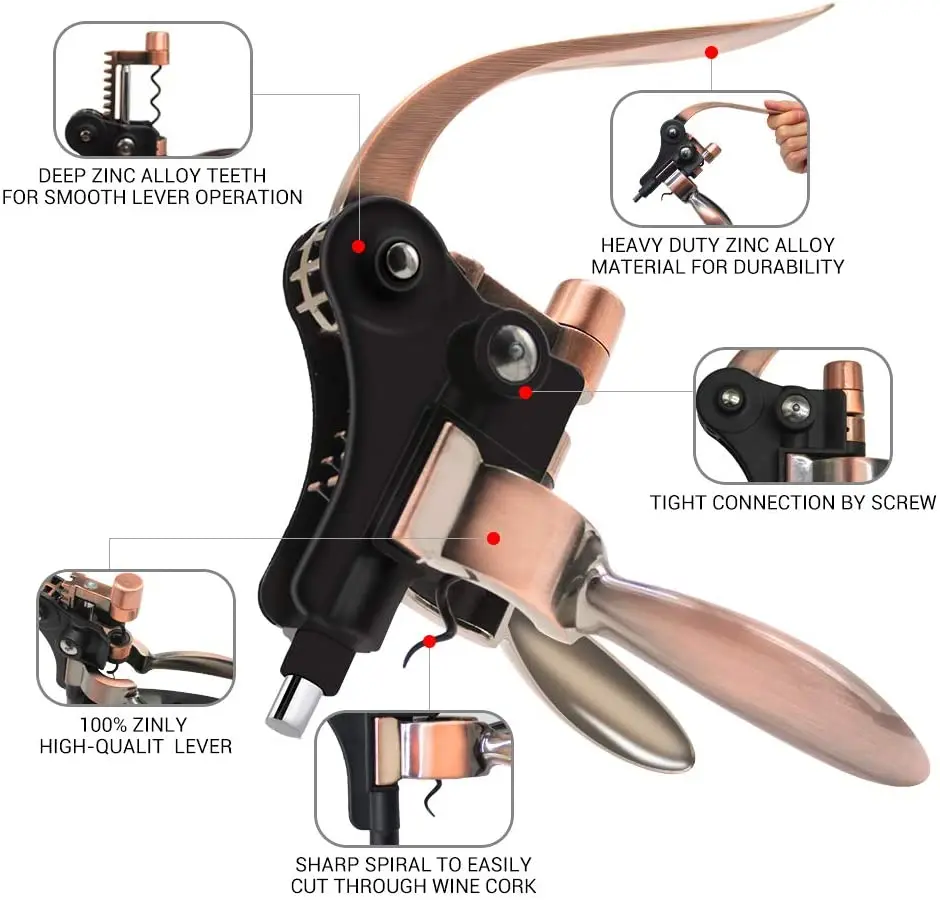 estuche sacacorchos tapon de vino y abridor juegos de regalo de abridor de sacacorchos de vino Rabbit Corkscrew