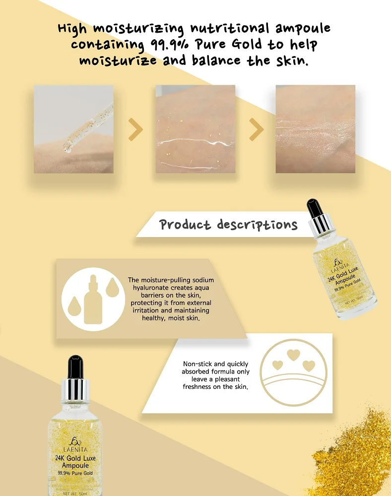 
[LAENiTA] 24K Gold Luxe Ampoule 99.9% Pure Gold Serum Essence Korean cosmetics Nutrition / Anti Wrinkle / Anti Aging 