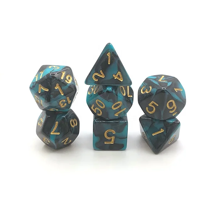 D&D Acrylic Dice Set 7pcs Dnd Dice DND Games 16mm Opp Bag Resin 10 Guaranteed 4-20sides CN;GUA Round YSA-3 Yusun
