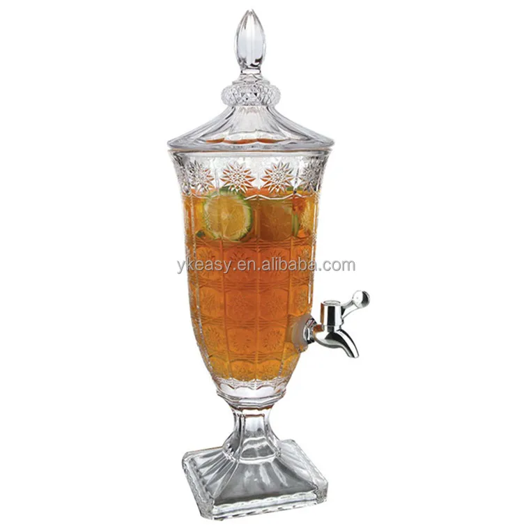 Iced Beverage Dispenser For Water Beer Wine Liquor Kombucha Iced Tea Punch Crystal Collection 2L Iced Beverage Dispensers