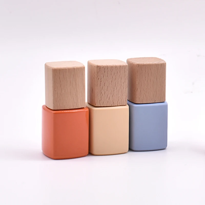 Custom High Quality Colorful Glass Empty Square Uv Gel Bottle Nail Polish