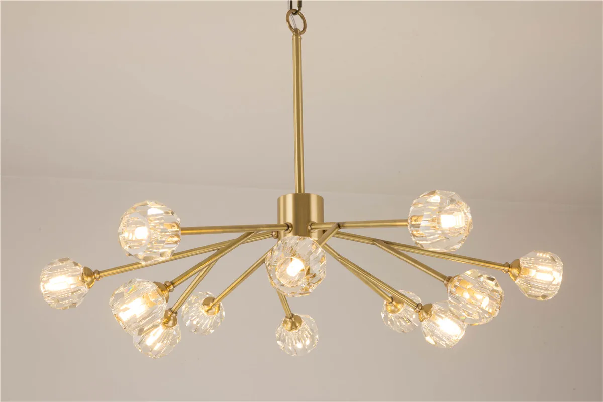 
Nordic Pendant Light Gold Bronze Simple Dining Room Crystal Chandelier 