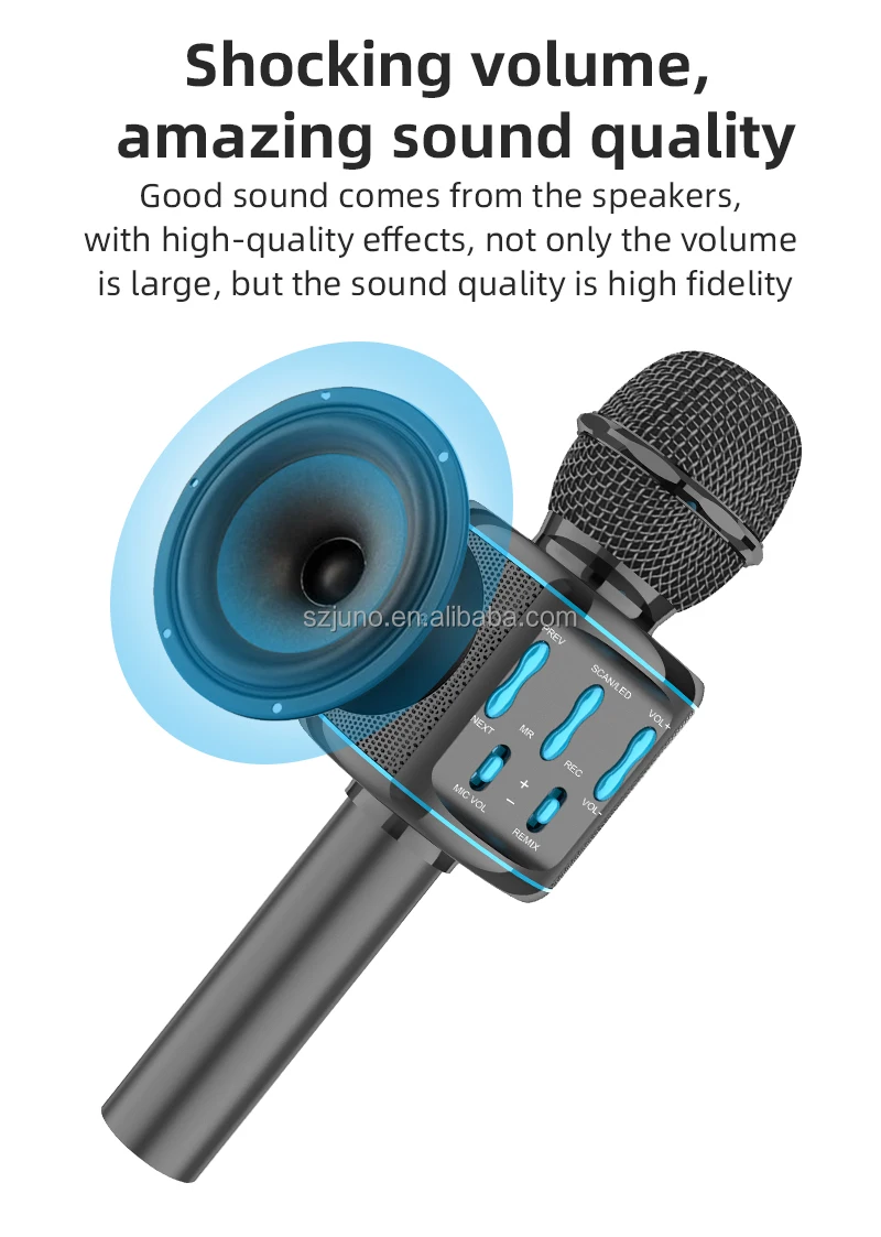 Junuo K9 Wireless Condenser Magic Record Music Built-in Mini Speaker Mike Karaoke Microphone