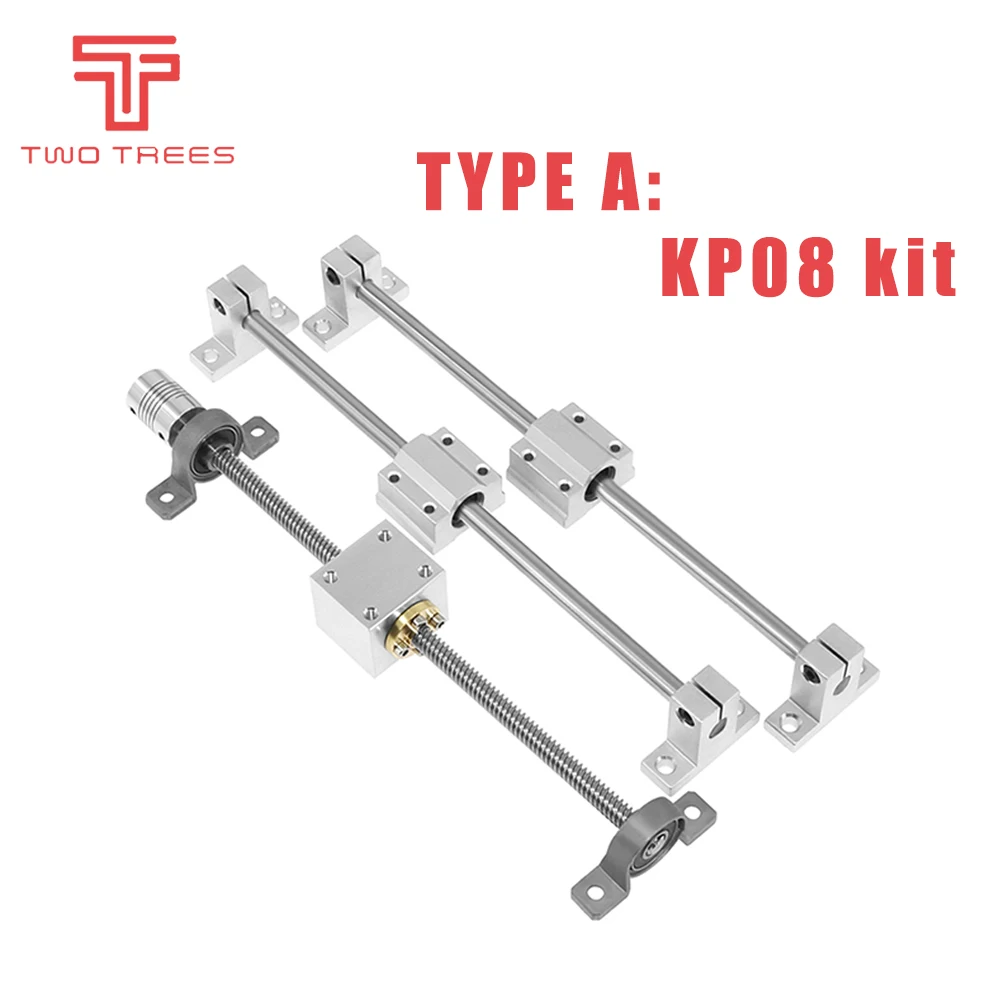 3D Printer Parts T8 Lead Screw 200/300/400/500mm Optical Axis KP08 KFL08 SCS8UU Coupling 5 * 8MM Bearing Mounting