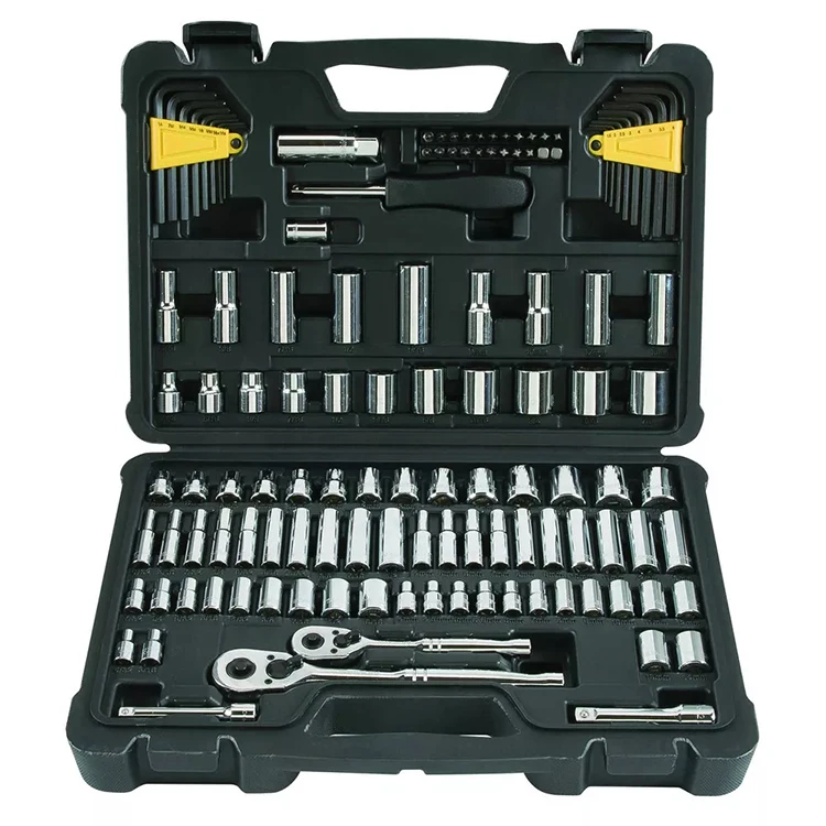 Peaktop  123pc Socket Set offers a complete range of SAE and metric-sized sockets and drive tools  1/4inch & 3/8inch socket set