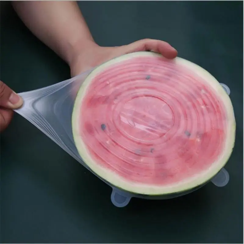 Silicone Food Fresh Keeping Covers Popular 6Pcs Food Wraps Reusable Silicone Vacuum Stretch Lids Saran Wraps Ornization