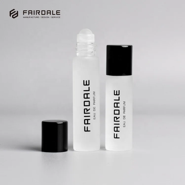 Matte White Glass Tube Perfume Deodorant Bottle 5ml 8ml 10ml Glass Roll On Bottle Essential Oil Packing