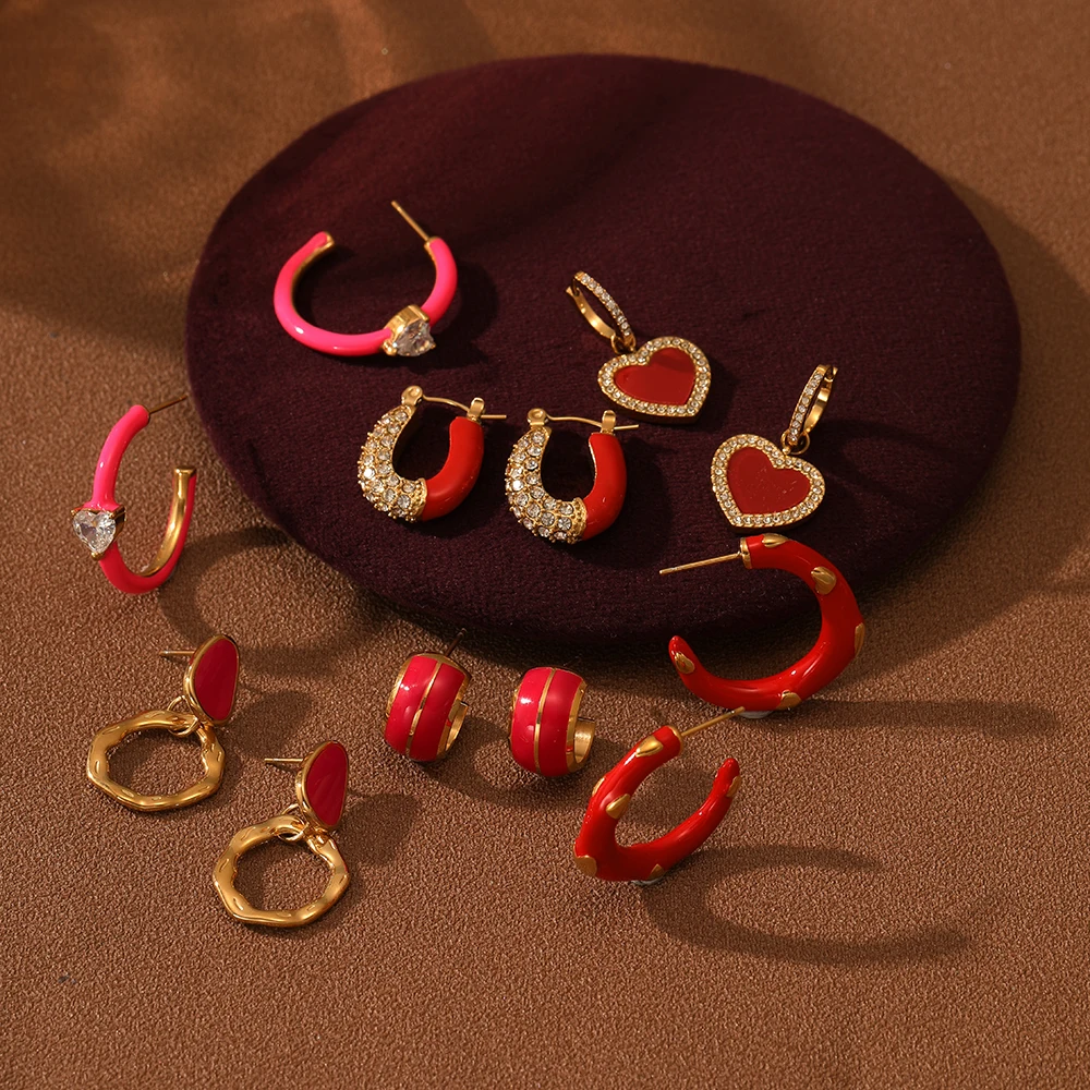 Yiwu nimai bulk wholesale earrings titanium steel pvd gold plated cc hoop 316l stainless steel jewelry wholesale