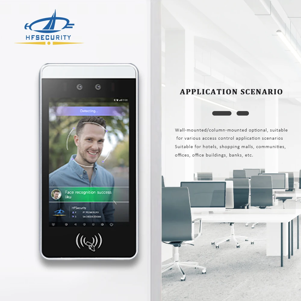 HFSecurity RA08T face temperature machine gate time attendance access control system with customization service
