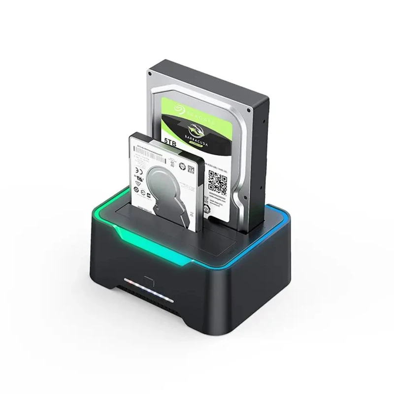 USB 3,0 к SATA двойной отсек RGB лампа с эффектом жесткого диска 2,5/3,5 дюймов жесткий диск Корпус док-станция автономная клонирование HDD SSD