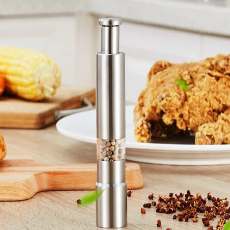 Wholesale Kitchen Mini Spices Thumb Press Pepper Grinder Manual Pepper Mill Stainless Steel Salt And Pepper Grinder Set