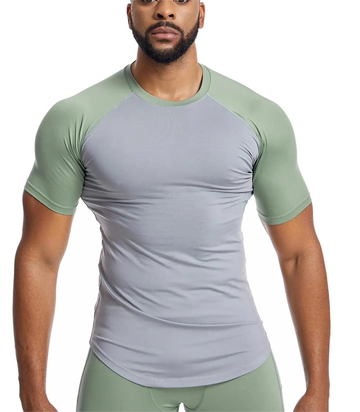 Men Summer High-elastic Breathable Short-sleeved Quick-drying T-shirt Sweaty Muscle Training Tight Sportswear