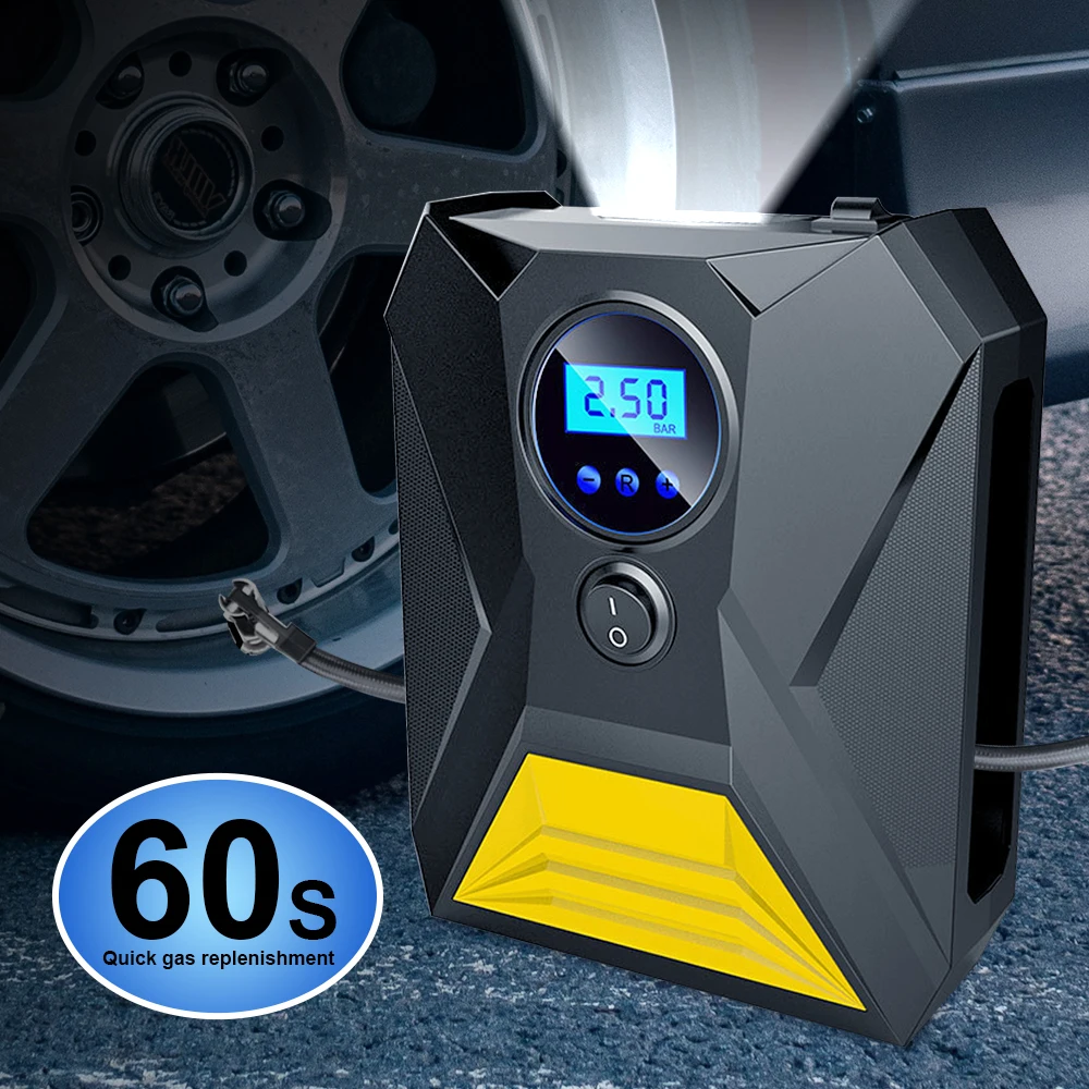 Portable Mini 12V Vehicle Cigarette Lighter Preset Tire Pressure Digital Electric Inflator Air Pump