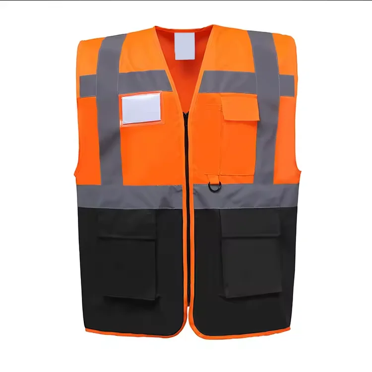 Wholesale Custom Logo Industrial Security Construction Work Safety Vest Reflective High Visibility Reflector Vest With Pockets