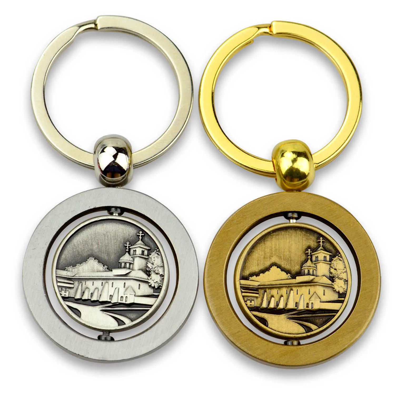 Oem Factory Customized Key Chain Metal Souvenir Gift Sublimation Blanks Keychain Die Cast Custom Logo 360 Rotating Keychain