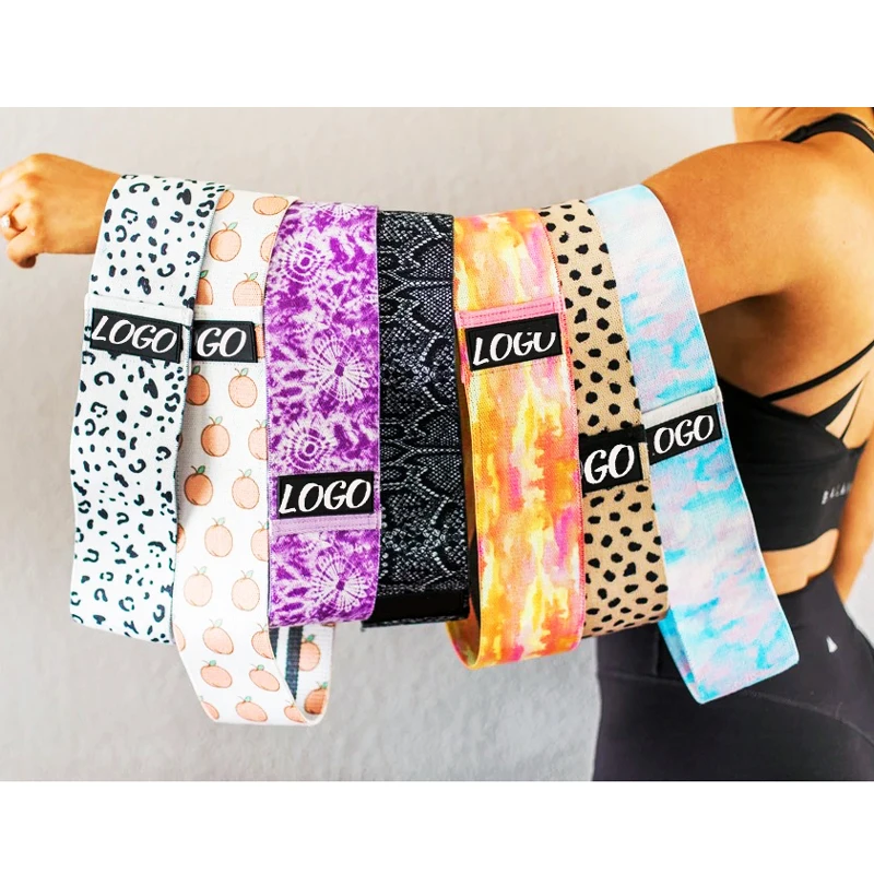 Customized Pattern Glute Band Workout Body Long Fabric Resistance Band