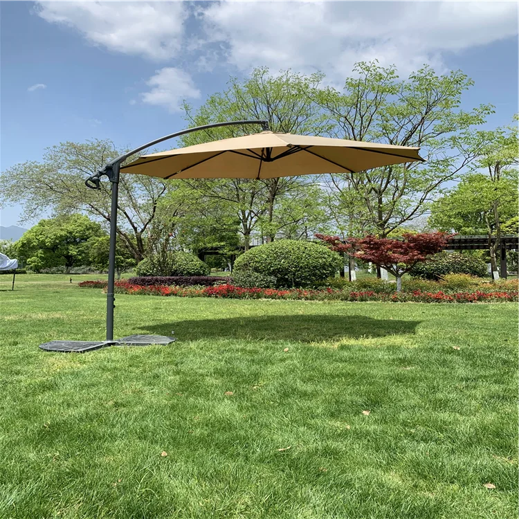 Hanging Roma Offset Umbrella Offset Parasol Patio Outdoor Table Umbrella with Auto Tilt and Crank Sun Beach Umbrella