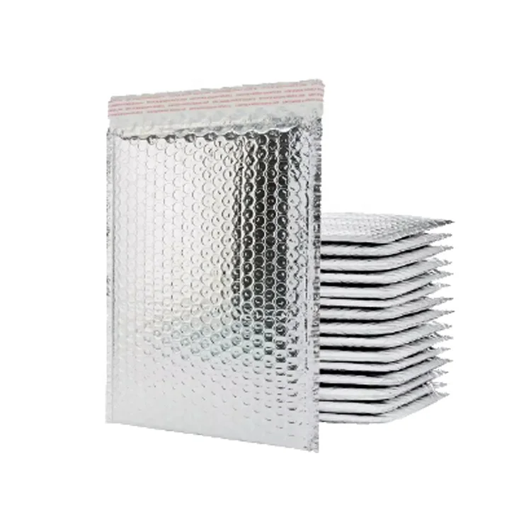 Custom Courier Shipping Padded Envelope Mailing Bags Rainbow Shiny Holographic Metallic Bubble Mailer