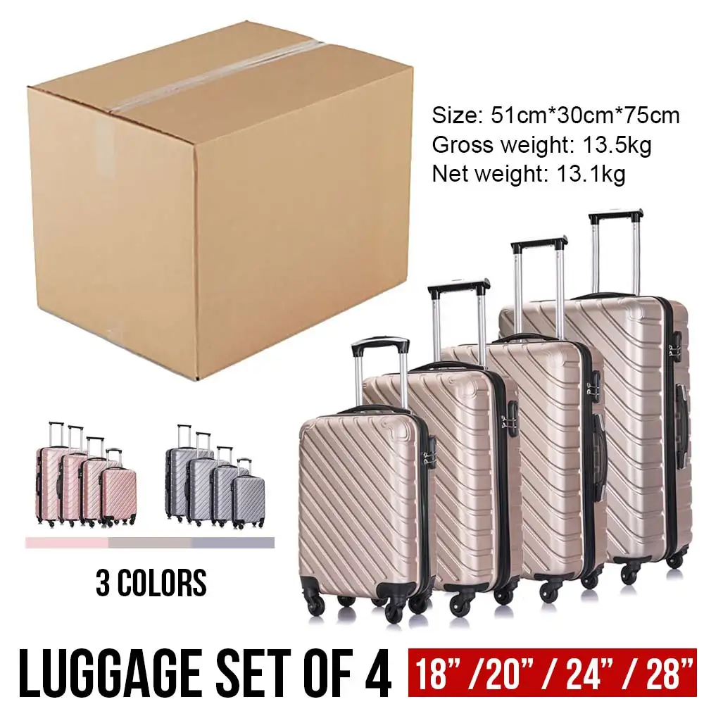 
Free shipping for Distric 6 area from US within 24hours hot sale ABS Carry-On top grade Trolley Spinner 4 Pcs Luggage Set 