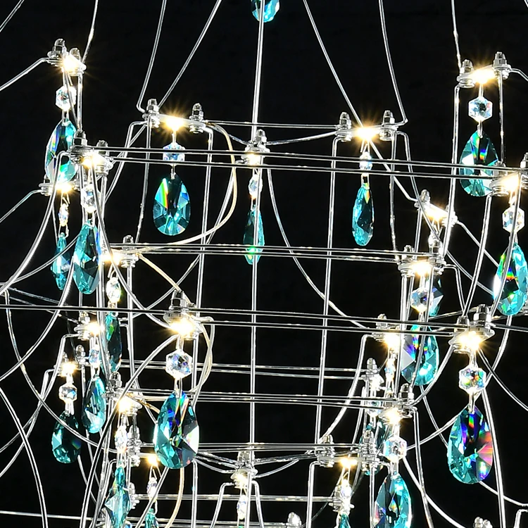 Modern Design Home Villa Decorative Hanging Light Customized Metal Crystal LED Chandelier Light