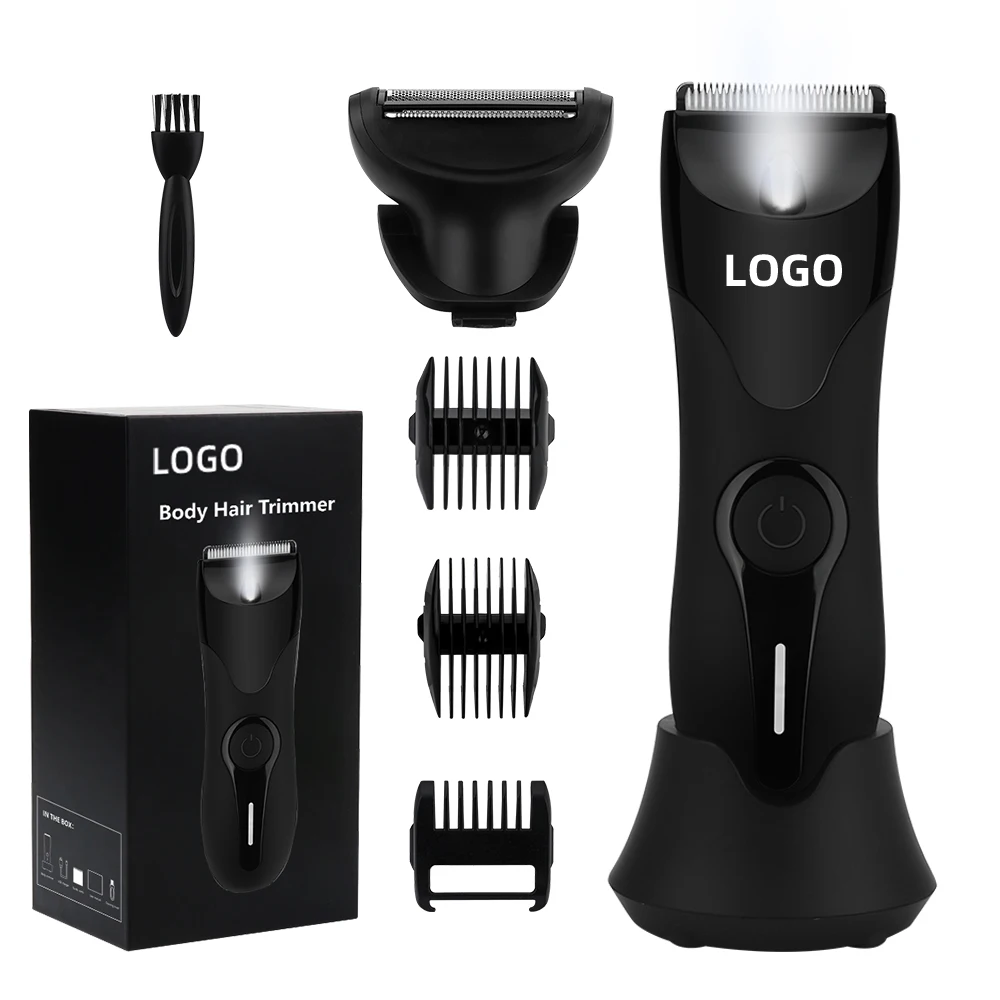Factory Custom Logo Color Full Waterproof Professional Electric Body Groin Hair Clipper Balls Trimmer With Double-sided Blade