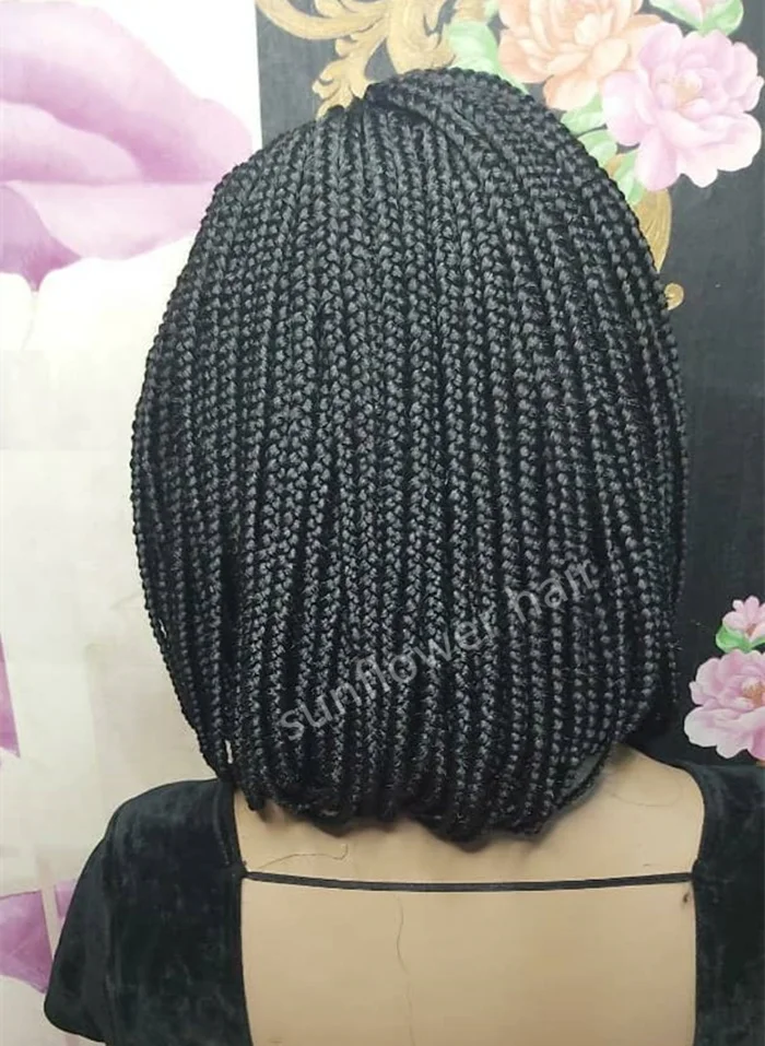 wholesale short bob twist braid afro braiding wig cornrow human hair wig braided short lace wig for black women