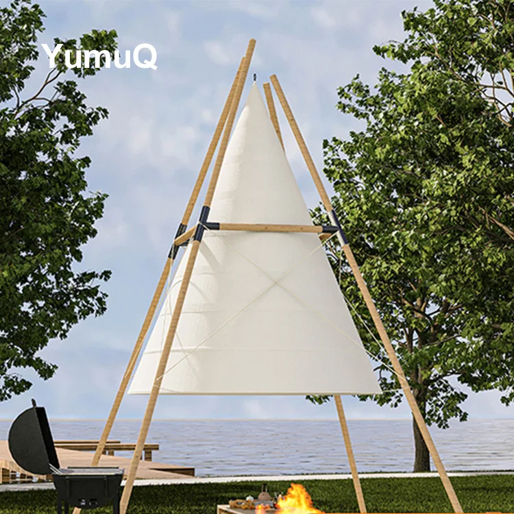 YumuQ Bamboo Cone Shape Lantern Tent Wind Resistance 8-10 Level for Tourist Attraction