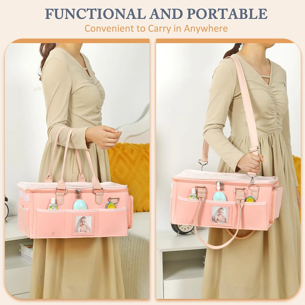 Portable Large Storage Caddy Organizer Baby Felt Travel Diaper Bag Mommy Hand Bag Nursery Basket for mommy