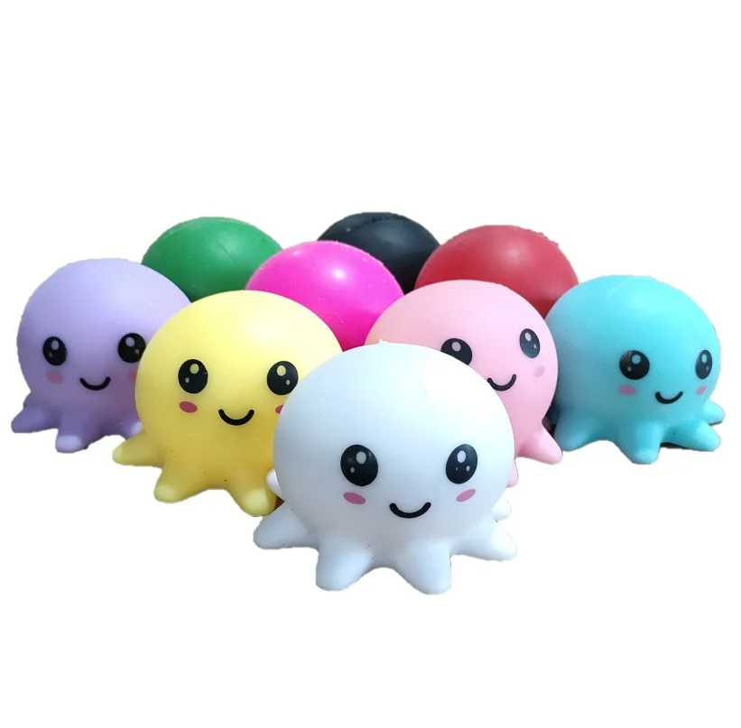 Hot Selling Fidget Toys Stress Balls Silicone Toys Soft Pu Octopus Squeeze Squishy Relief Toys Ball