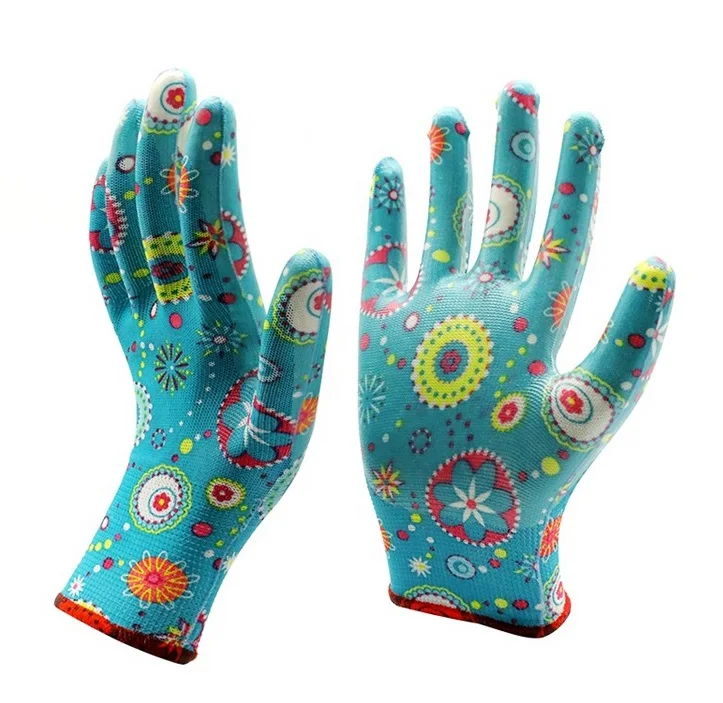 Wholesale Nylon Liner Nitrile Impregnated dipped garden work hand gloves